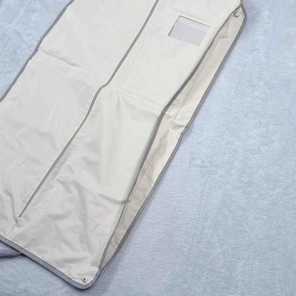 Brioni Garment Bag Cream Grey Logo Hanging Folding Suit Carrier Travel Cover 073